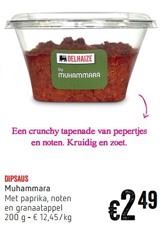Promoties Dipsaus muhammara - Huismerk - Delhaize - Geldig van 11/01/2018 tot 17/01/2018 bij Delhaize