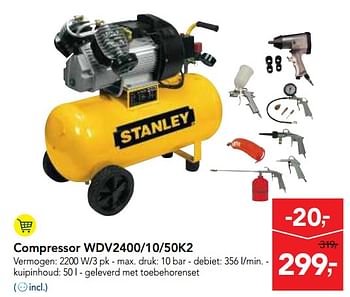 Promotions Stanley compressor wdv2400-10-50k2 - Stanley - Valide de 17/01/2018 à 30/01/2018 chez Makro