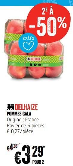 Promotions Pommes gala - Gala - Valide de 11/01/2018 à 17/01/2018 chez Delhaize