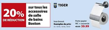 Promotions Porte-papier wc + couvercle - Tiger - Valide de 17/01/2018 à 29/01/2018 chez Gamma