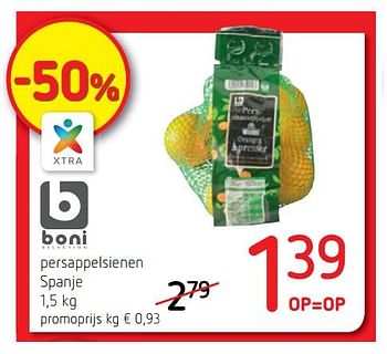 Promoties Persappelsienen - Boni - Geldig van 18/01/2018 tot 31/01/2018 bij Spar (Colruytgroup)