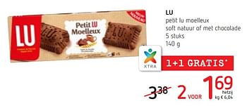 Promoties Petit lu moelleux soft natuur of met chocolade - Lu - Geldig van 18/01/2018 tot 31/01/2018 bij Spar (Colruytgroup)