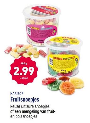 Promoties Haribo fruitsnoepjes - Haribo - Geldig van 15/01/2018 tot 20/01/2018 bij Aldi