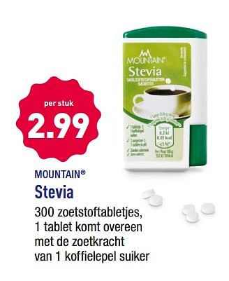 Promoties Mountain stevia - MOUNTAIN - Geldig van 15/01/2018 tot 20/01/2018 bij Aldi