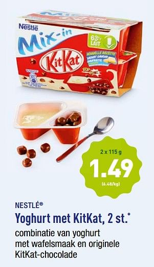 Promotions Nestlé yoghurt met kitkat - Nestlé - Valide de 15/01/2018 à 20/01/2018 chez Aldi