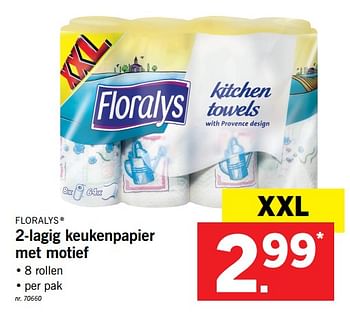 Promoties 2-lagig keukenpapier - Floralys - Geldig van 22/01/2018 tot 27/01/2018 bij Lidl