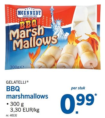 Promotions Bbq marshmallows - Gelatelli - Valide de 22/01/2018 à 27/01/2018 chez Lidl