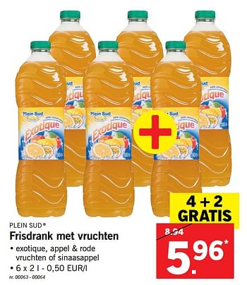 Promoties Frisdrank met vruchten - Plein Sud - Geldig van 22/01/2018 tot 27/01/2018 bij Lidl