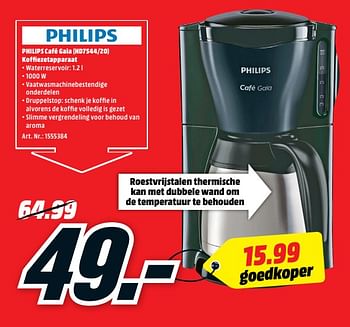 Promoties Philips café gaia (hd7544-20) koffiezetapparaat - Philips - Geldig van 15/01/2018 tot 21/01/2018 bij Media Markt