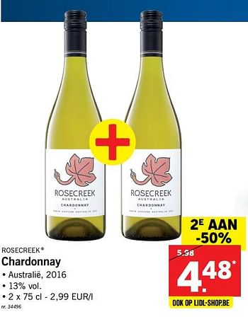 Promotions Rosecreek chardonnay - Vins blancs - Valide de 22/01/2018 à 27/01/2018 chez Lidl