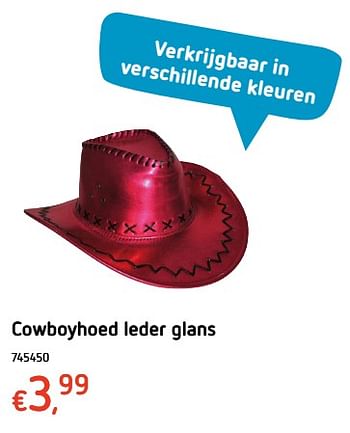 Promoties Cowboyhoed leder glans - Huismerk - Dreamland - Geldig van 18/01/2018 tot 17/02/2018 bij Dreamland