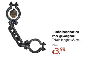 Promoties Jumbo handboeien voor gevangene - Huismerk - Dreamland - Geldig van 18/01/2018 tot 17/02/2018 bij Dreamland