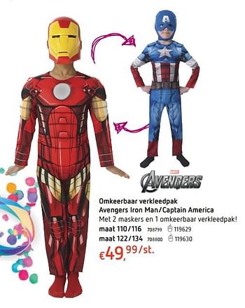 Promoties Omkeerbaar verkleedpak avengers iron man-captain america - Marvel - Geldig van 18/01/2018 tot 17/02/2018 bij Dreamland
