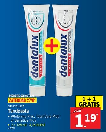 Promoties Tandpasta - Dentalux - Geldig van 22/01/2018 tot 27/01/2018 bij Lidl