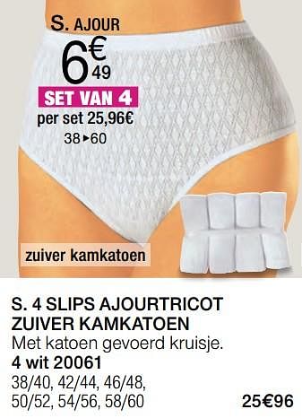 Promoties Slips ajourtricot zuiver kamkatoen - Huismerk - Damart - Geldig van 02/01/2018 tot 15/06/2018 bij Damart