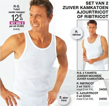 Promoties 2 t-shirt zonder mouwen zuiver kamkatoen - Huismerk - Damart - Geldig van 02/01/2018 tot 15/06/2018 bij Damart