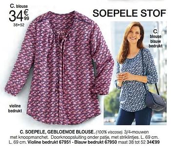 Promoties Soepele, gebloemde blouse - Huismerk - Damart - Geldig van 02/01/2018 tot 15/06/2018 bij Damart
