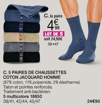 Promotions 5 paires de chaussettes coton jacquard homme - Produit Maison - Damart - Valide de 02/01/2018 à 15/06/2018 chez Damart
