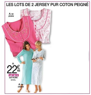 Promotions Les lots de 2 jersey pur coton peigné - Produit Maison - Damart - Valide de 02/01/2018 à 15/06/2018 chez Damart