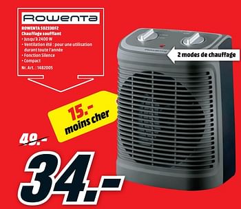 Promotions Rowenta so2330f2 chauffage soufflant - Rowenta - Valide de 15/01/2018 à 21/01/2018 chez Media Markt