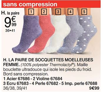 Promotions La paire de socquettes moelleuses femme - Produit Maison - Damart - Valide de 02/01/2018 à 15/06/2018 chez Damart