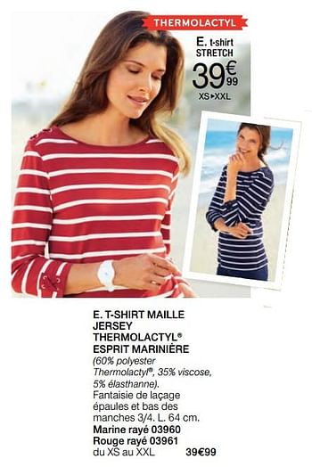 Promotions T-shirt maille jersey thermolactyl esprit mariniére - Produit Maison - Damart - Valide de 02/01/2018 à 15/06/2018 chez Damart