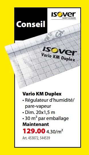 Promotions Vario km duplex - Isover - Valide de 24/01/2018 à 29/01/2018 chez Gamma