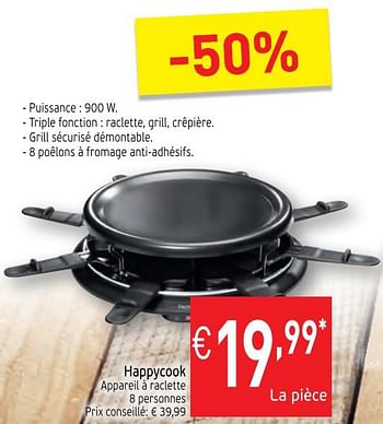 Promotions Happycook appareil à raclette - Happy Cooking - Valide de 16/01/2018 à 21/01/2018 chez Intermarche