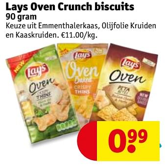 Promoties Lays oven crunch biscuits - Lay's - Geldig van 16/01/2018 tot 28/01/2018 bij Kruidvat
