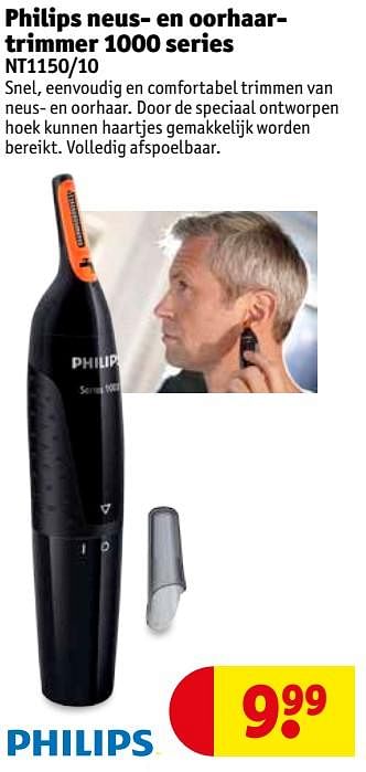 Promoties Philips neus- en oorhaartrimmer 1000 series nt1150-10 - Philips - Geldig van 16/01/2018 tot 28/01/2018 bij Kruidvat
