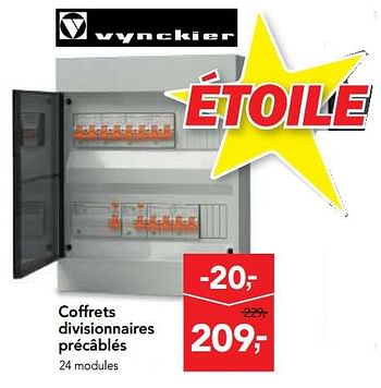 Promoties Vynckier coffrets divisionnaires précâblés 24 modules - Vynckier - Geldig van 17/01/2018 tot 30/01/2018 bij Makro