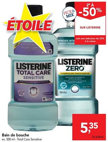 Promotions Bain de bouche total care sensitive - Listerine - Valide de 17/01/2018 à 30/01/2018 chez Makro