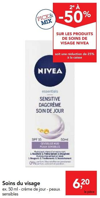 Promotions Soins du visage crème de jour peaux sensibles - Nivea - Valide de 17/01/2018 à 30/01/2018 chez Makro