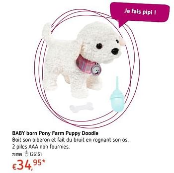 Promoties Baby born pony farm puppy doodle - Baby Born - Geldig van 15/01/2018 tot 17/02/2018 bij Dreamland
