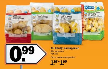 Promoties Ah kilo`tjes aardappelen - Huismerk - Albert Heijn - Geldig van 15/01/2018 tot 21/01/2018 bij Albert Heijn