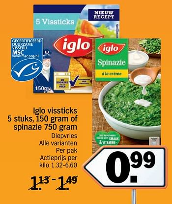 Albert Heijn Promotie Iglo Vissticks 5 Stuks Of Spinazie Iglo Diepvries Geldig Tot 21 01 18 Promobutler