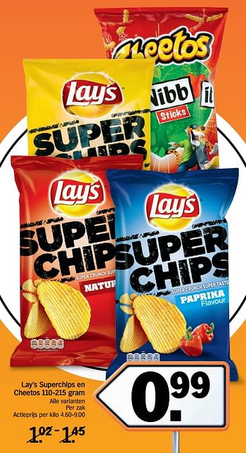 Promoties Lay`s superchips en cheetos - Huismerk - Albert Heijn - Geldig van 15/01/2018 tot 21/01/2018 bij Albert Heijn