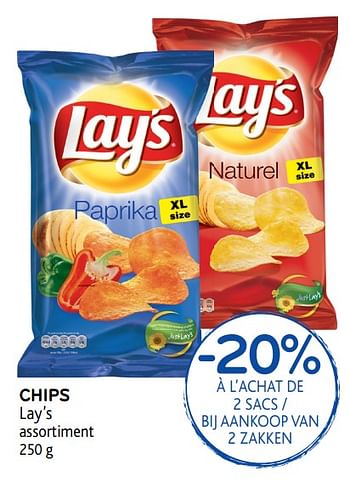 Promotions Chips lay`s assortiment - Lay's - Valide de 17/01/2018 à 30/01/2018 chez Alvo