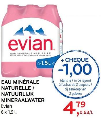 Promotions Eau minérale naturelle - Evian - Valide de 17/01/2018 à 30/01/2018 chez Alvo