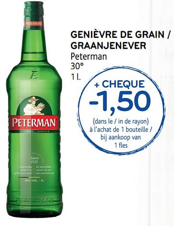 Promotions Genièvre de grain - Peterman - Valide de 17/01/2018 à 30/01/2018 chez Alvo