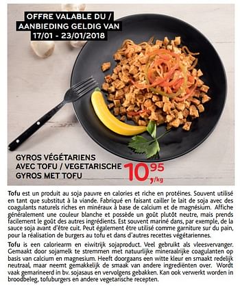 Promoties Gyros végétariens avec tofu - Huismerk - Alvo - Geldig van 17/01/2018 tot 23/01/2018 bij Alvo