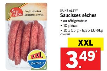 Promotions Saucisses sèches - Saint Alby - Valide de 22/01/2018 à 27/01/2018 chez Lidl