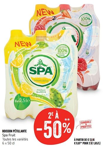 Promoties Boisson pétillante spa fruit - Spa - Geldig van 18/01/2018 tot 24/01/2018 bij Delhaize