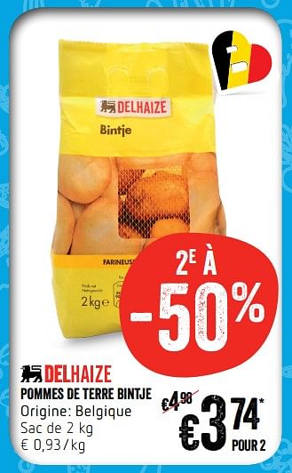 Promotions Pommes de terre bintje - Produit Maison - Delhaize - Valide de 18/01/2018 à 24/01/2018 chez Delhaize