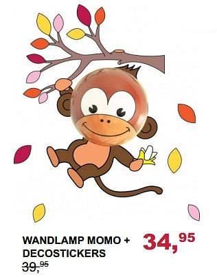 Promotions Wandlamp momo + decostickers - Momo - Valide de 07/01/2018 à 03/02/2018 chez Baby & Tiener Megastore