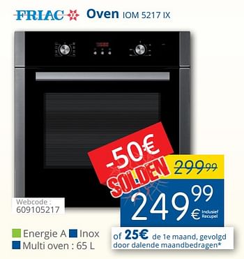 Promoties Friac oven iom 5217 ix - Friac - Geldig van 15/01/2018 tot 31/01/2018 bij Eldi