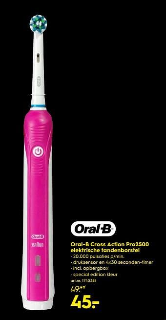 Promoties Oral-b cross action pro2500 elektrische tandenborstel - Oral-B - Geldig van 15/01/2018 tot 28/01/2018 bij Blokker