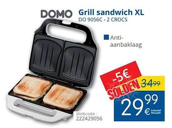 Promoties Domo elektro grill sandwich xl do 9056c - 2 crocs - Domo elektro - Geldig van 15/01/2018 tot 31/01/2018 bij Eldi