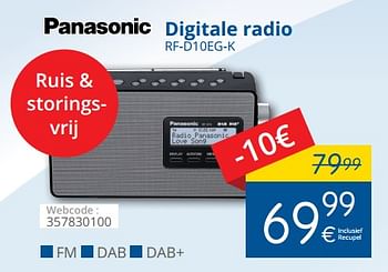 Promotions Panasonic digitale radio rf-d10eg-k - Panasonic - Valide de 15/01/2018 à 31/01/2018 chez Eldi