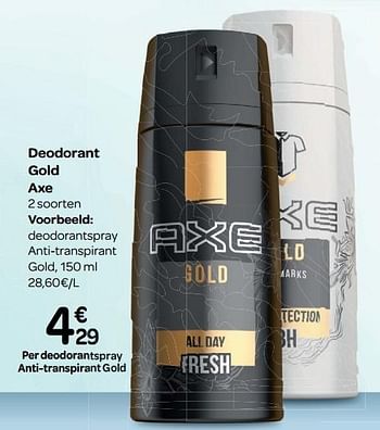 Promoties Deodorantspray anti-transpirant gold - Axe - Geldig van 17/01/2018 tot 29/01/2018 bij Carrefour